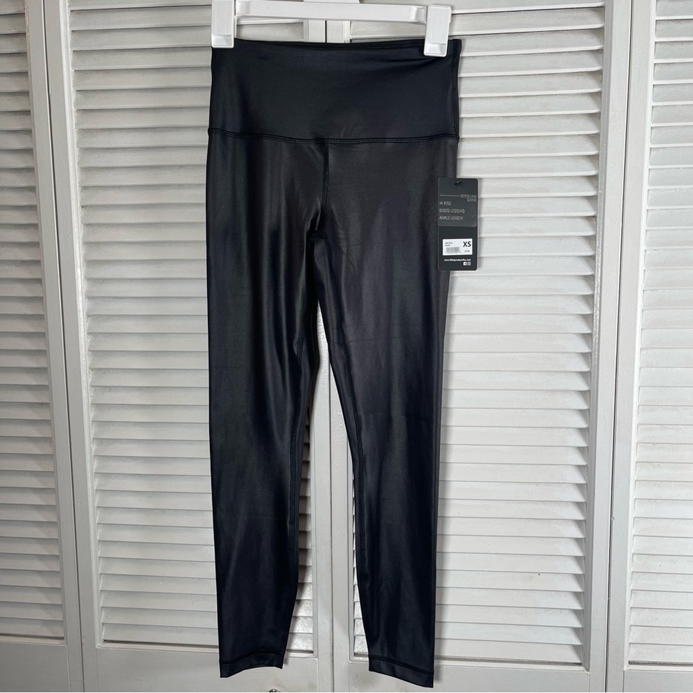 90 Degree‎ by Reflex Disco Leggings XS Black Hi Rise Ankle Length NWT
